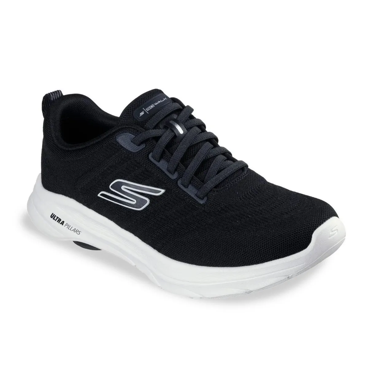 Tênis Skechers Go Walk 8 Day masculino preto destacando o design e o conforto